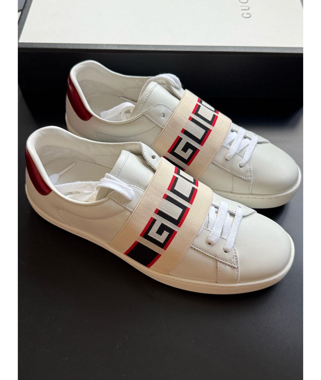 GUCCI Белые кожаные кроссовки, фото 9