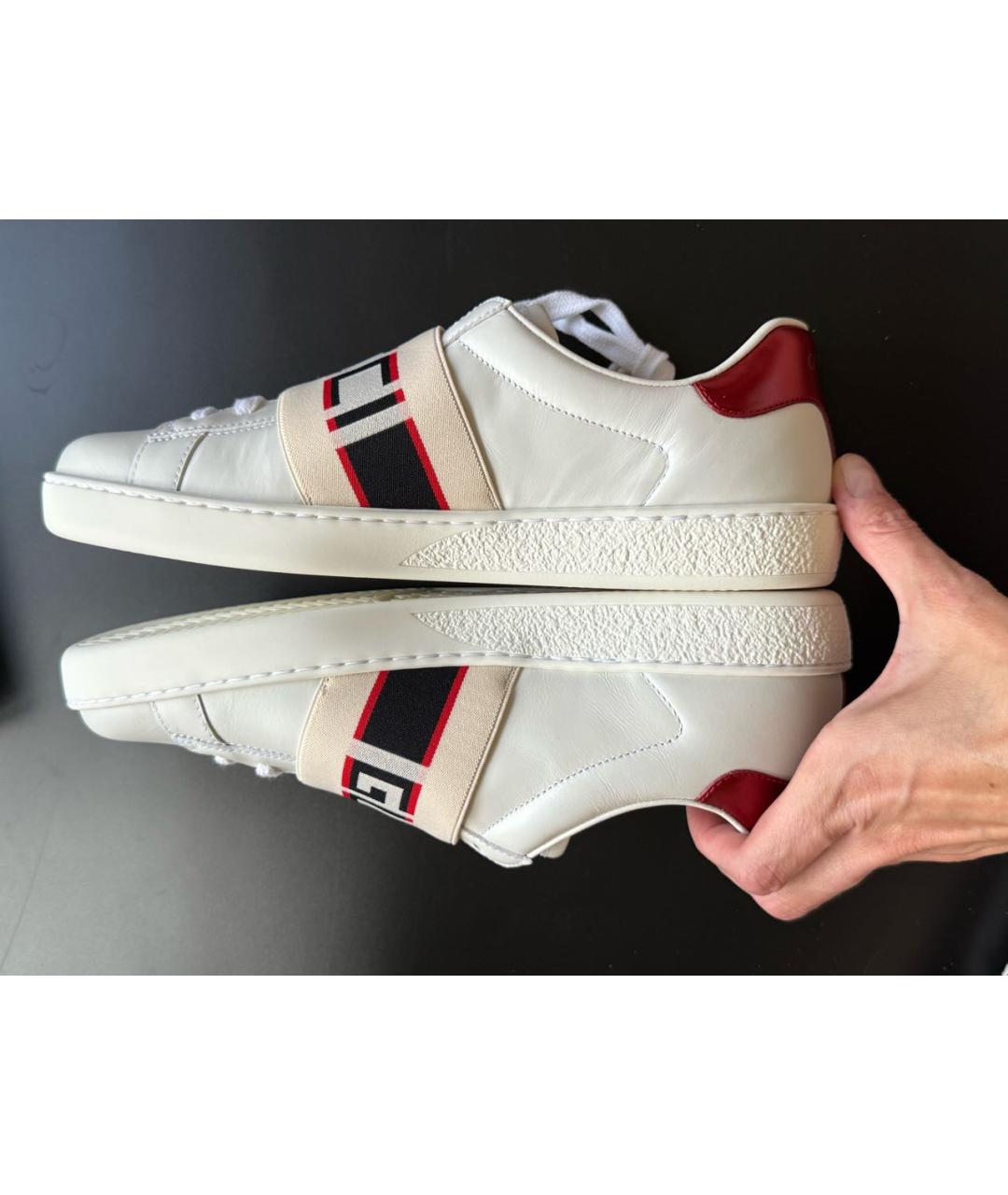 GUCCI Белые кожаные кроссовки, фото 6