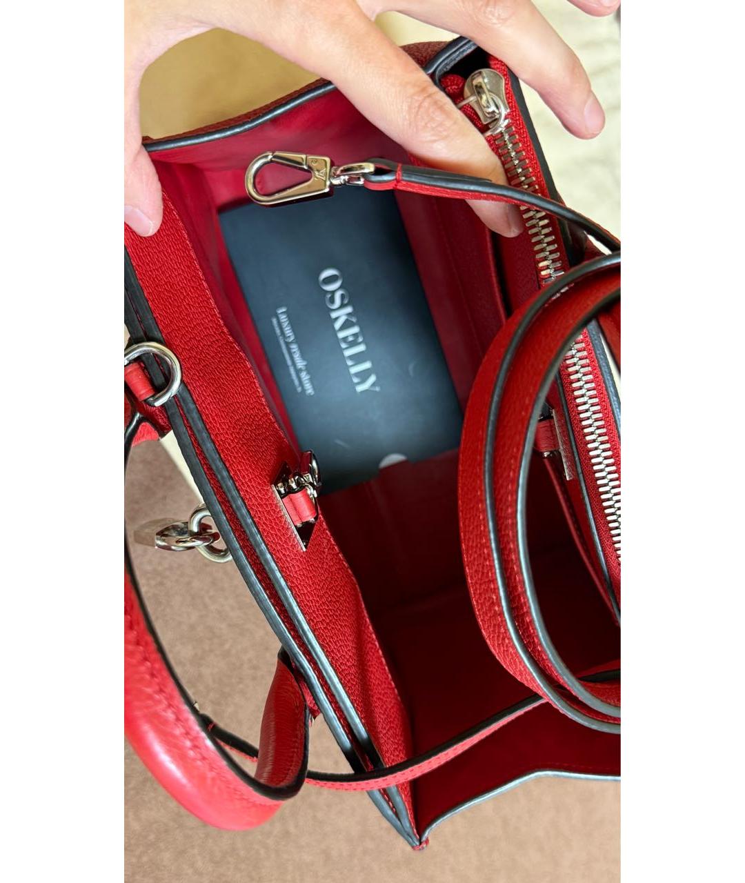 LOUIS VUITTON Красная кожаная сумка с короткими ручками, фото 8