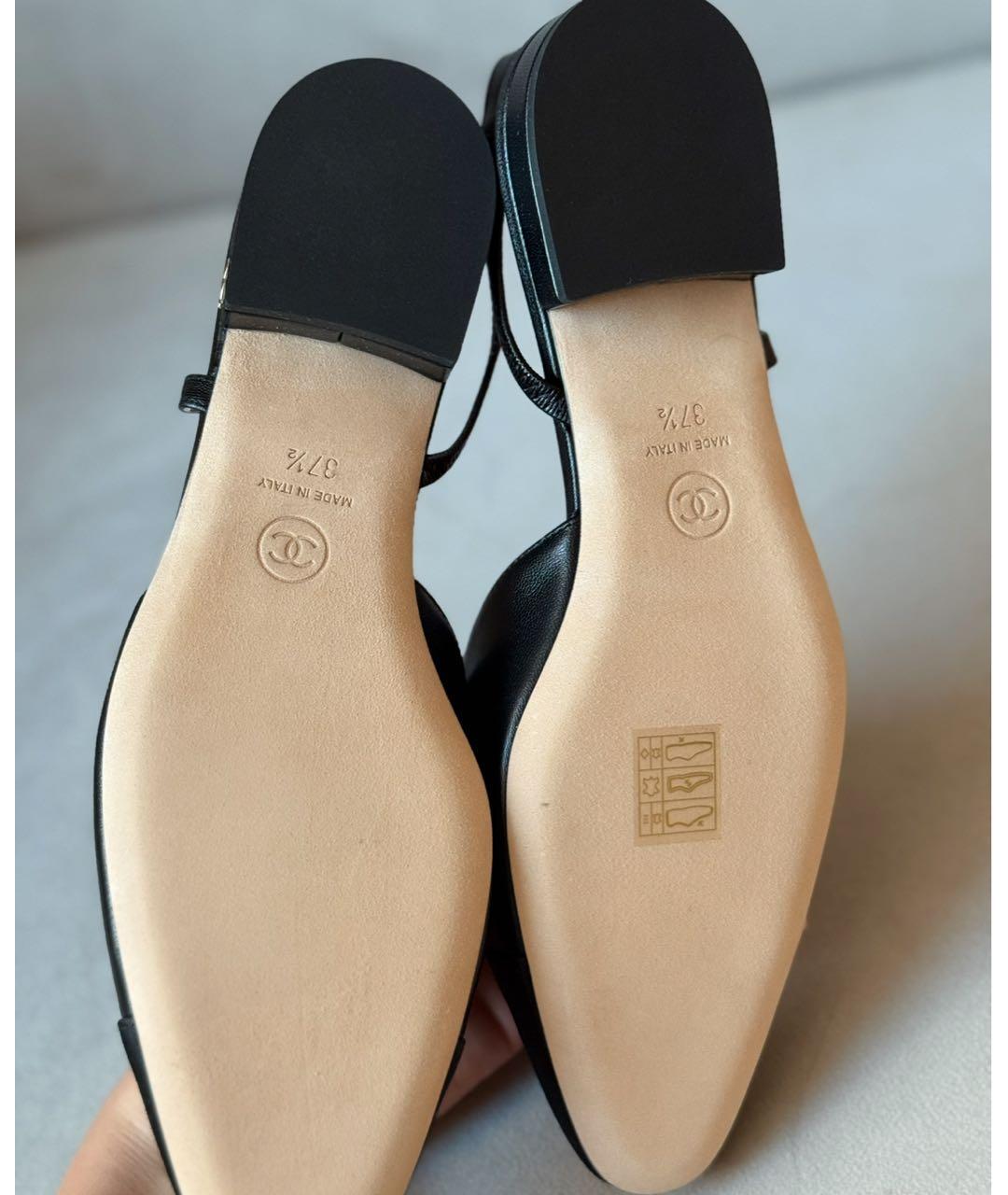 CHANEL Черные кожаные балетки, фото 6