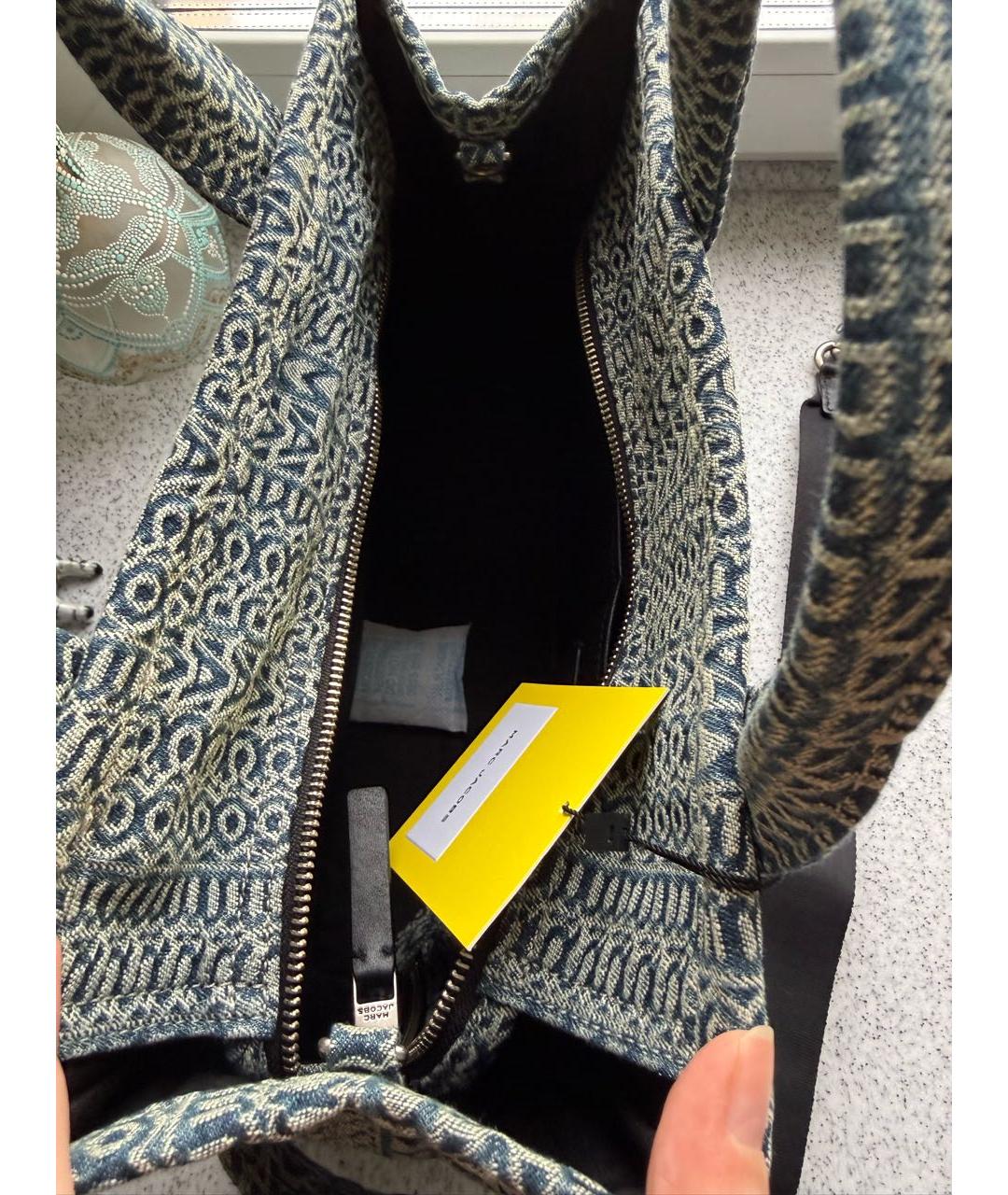 MARC JACOBS Темно-синяя хлопковая сумка тоут, фото 5