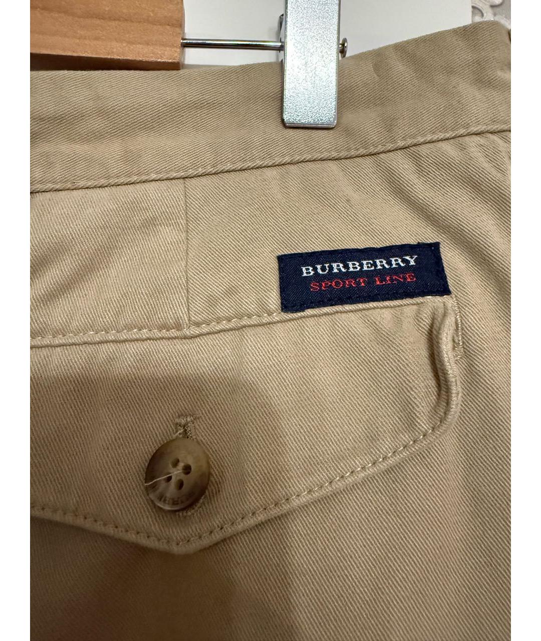 BURBERRY Бежевые хлопковые брюки чинос, фото 5