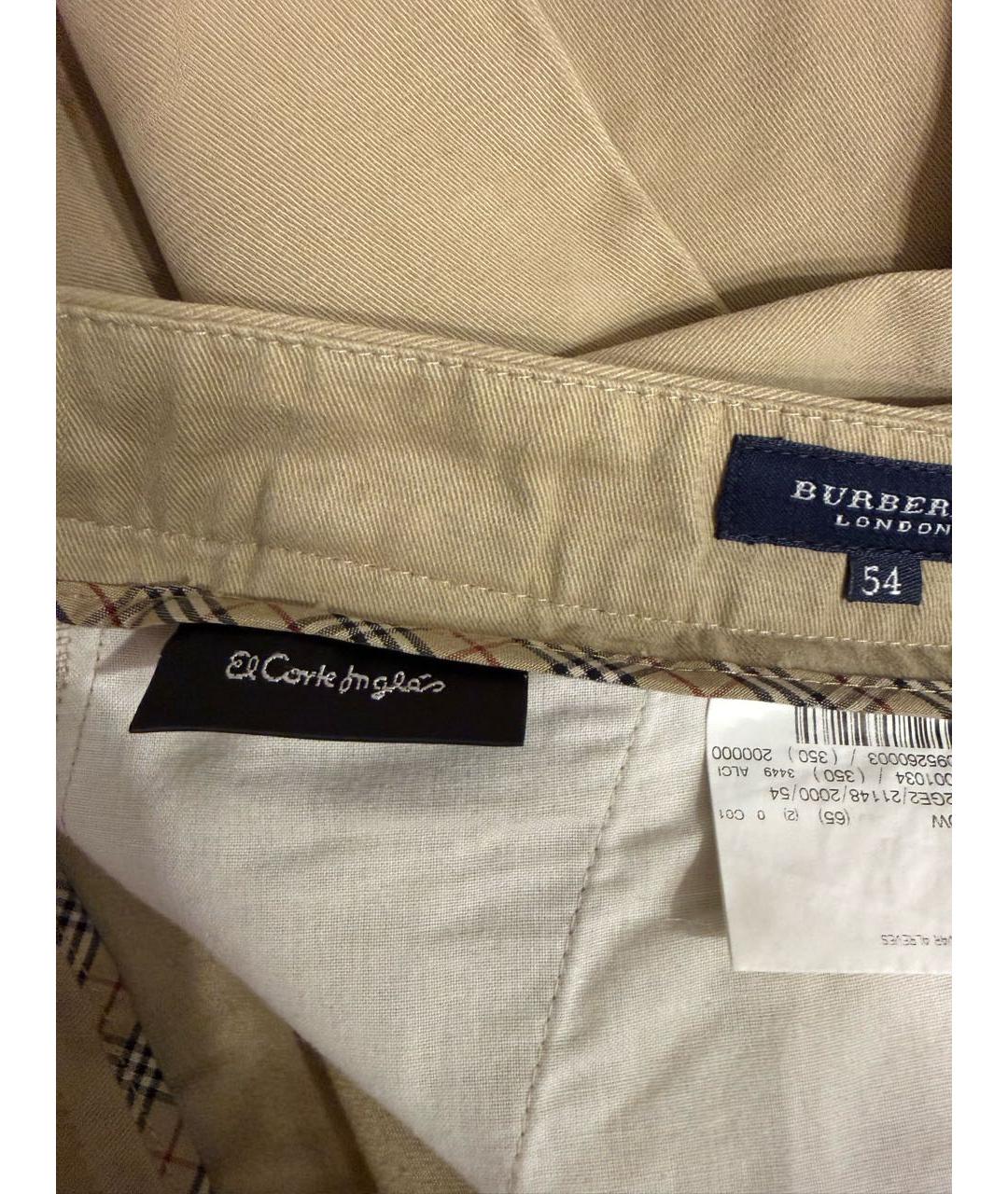 BURBERRY Бежевые хлопковые брюки чинос, фото 4