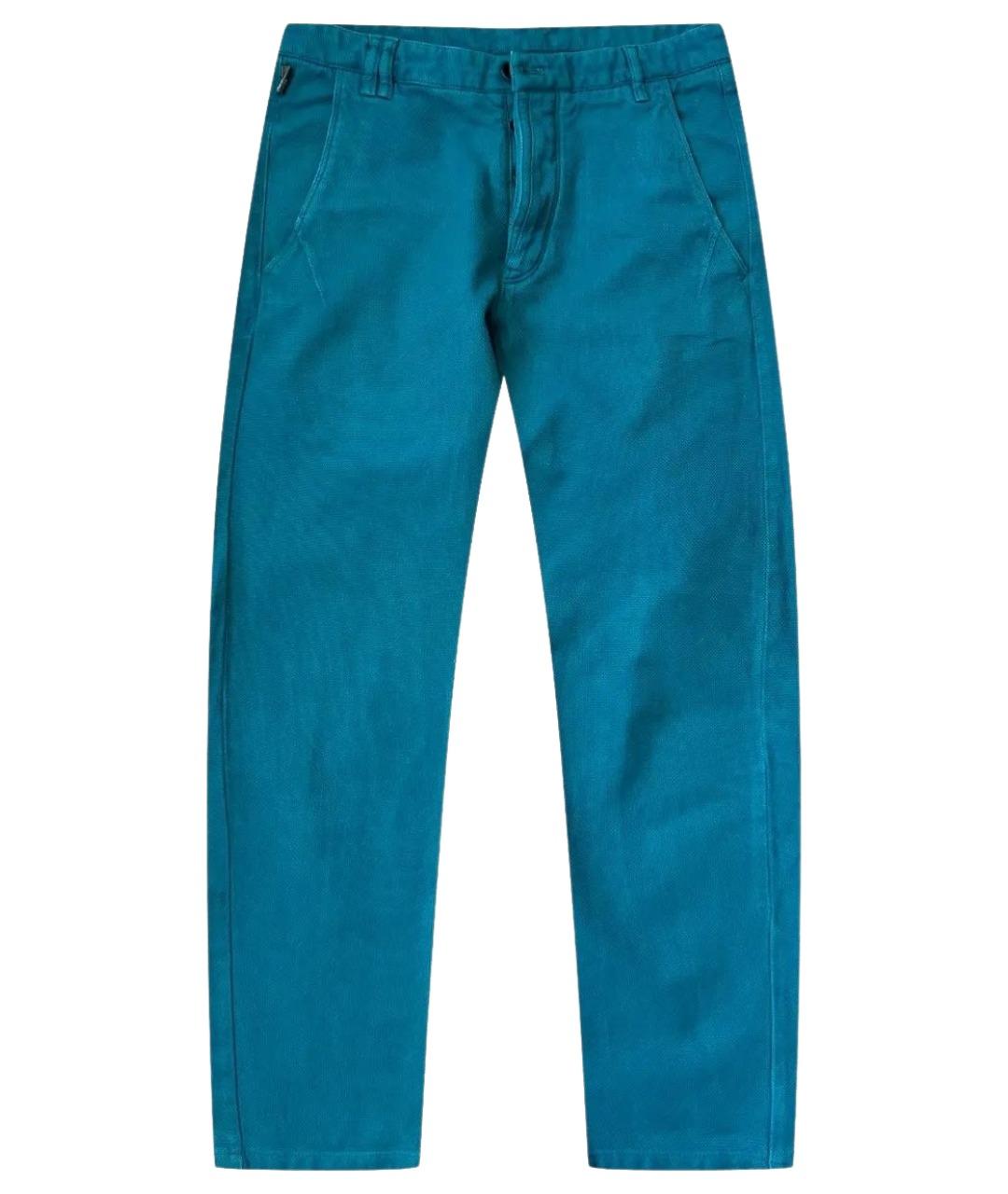 ARMANI COLLEZIONI Бирюзовые хлопковые прямые джинсы, фото 1