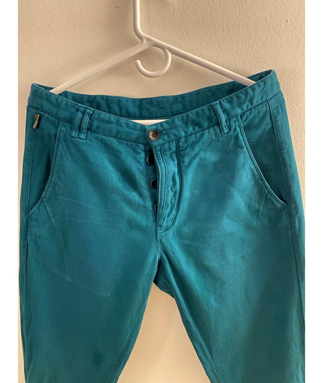 ARMANI COLLEZIONI Бирюзовые хлопковые прямые джинсы, фото 3
