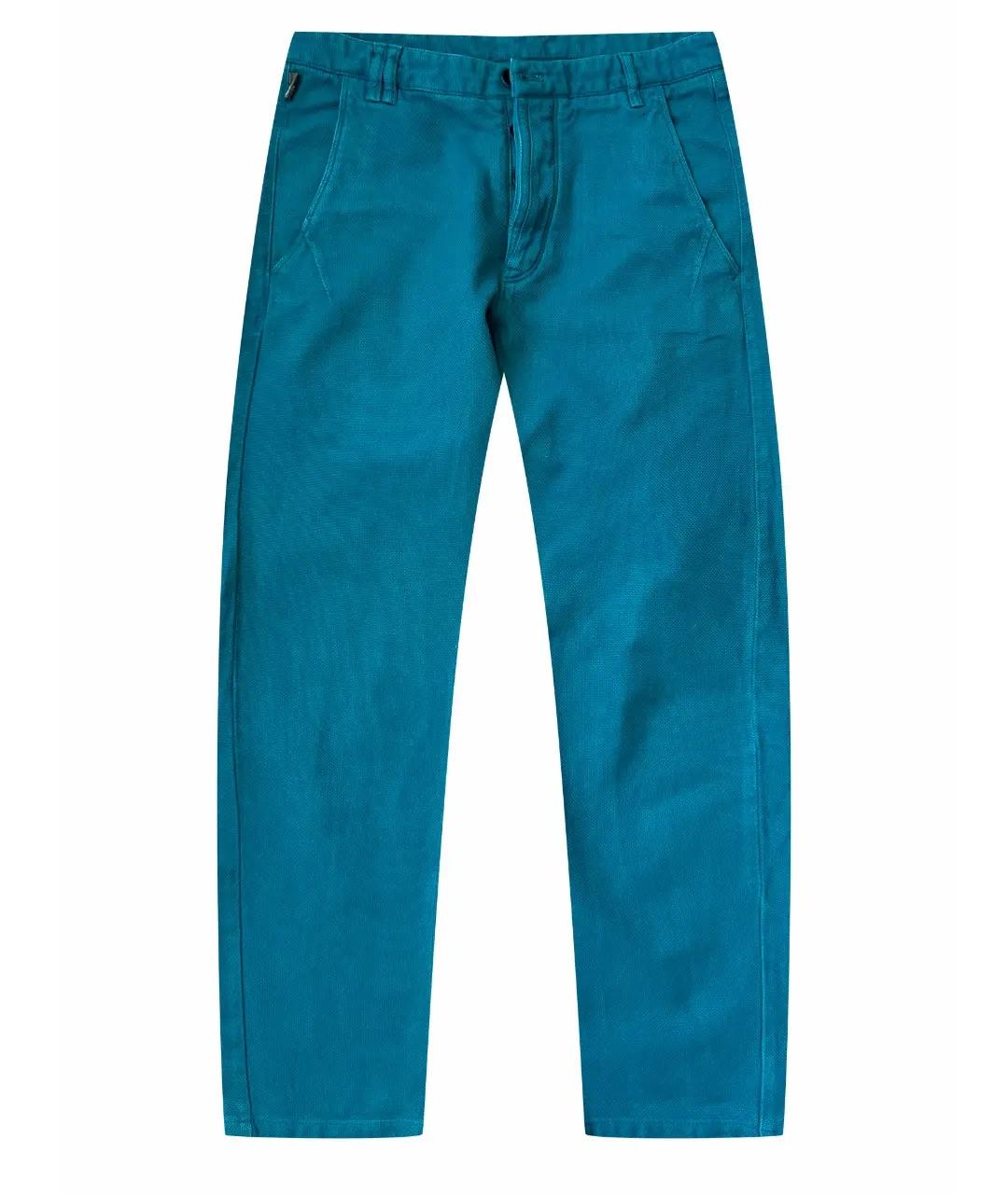 ARMANI COLLEZIONI Бирюзовые хлопковые прямые джинсы, фото 10
