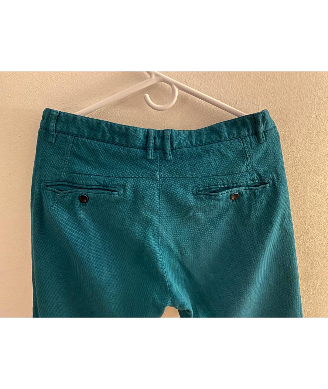 ARMANI COLLEZIONI Бирюзовые хлопковые прямые джинсы, фото 4