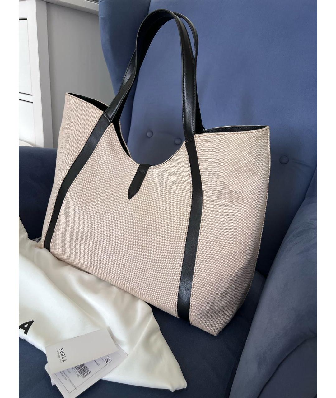 FURLA Бежевая хлопковая сумка тоут, фото 3