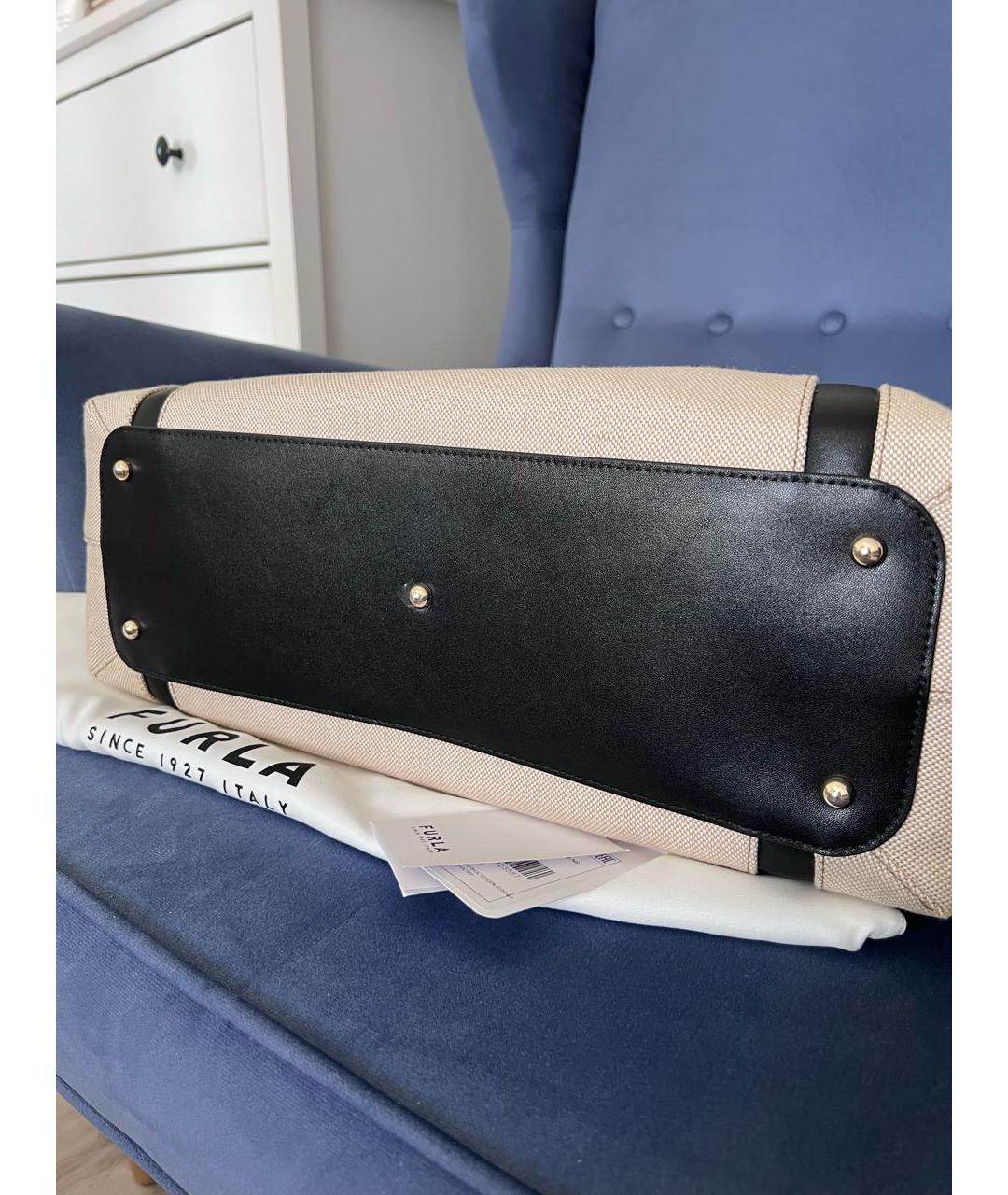 FURLA Бежевая хлопковая сумка тоут, фото 7