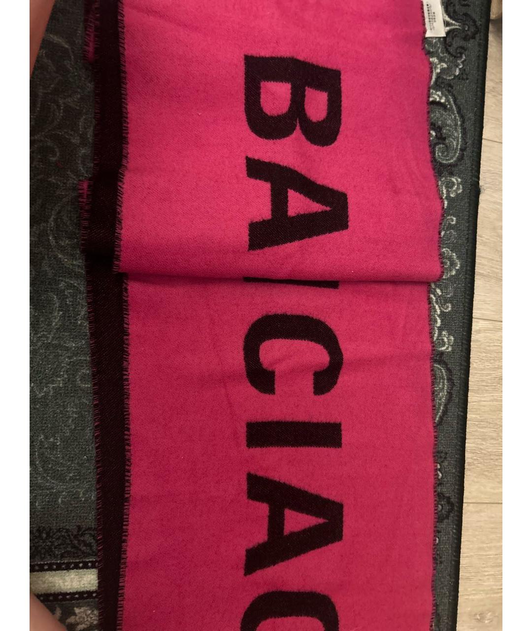 BALENCIAGA Розовый шерстяной шарф, фото 4
