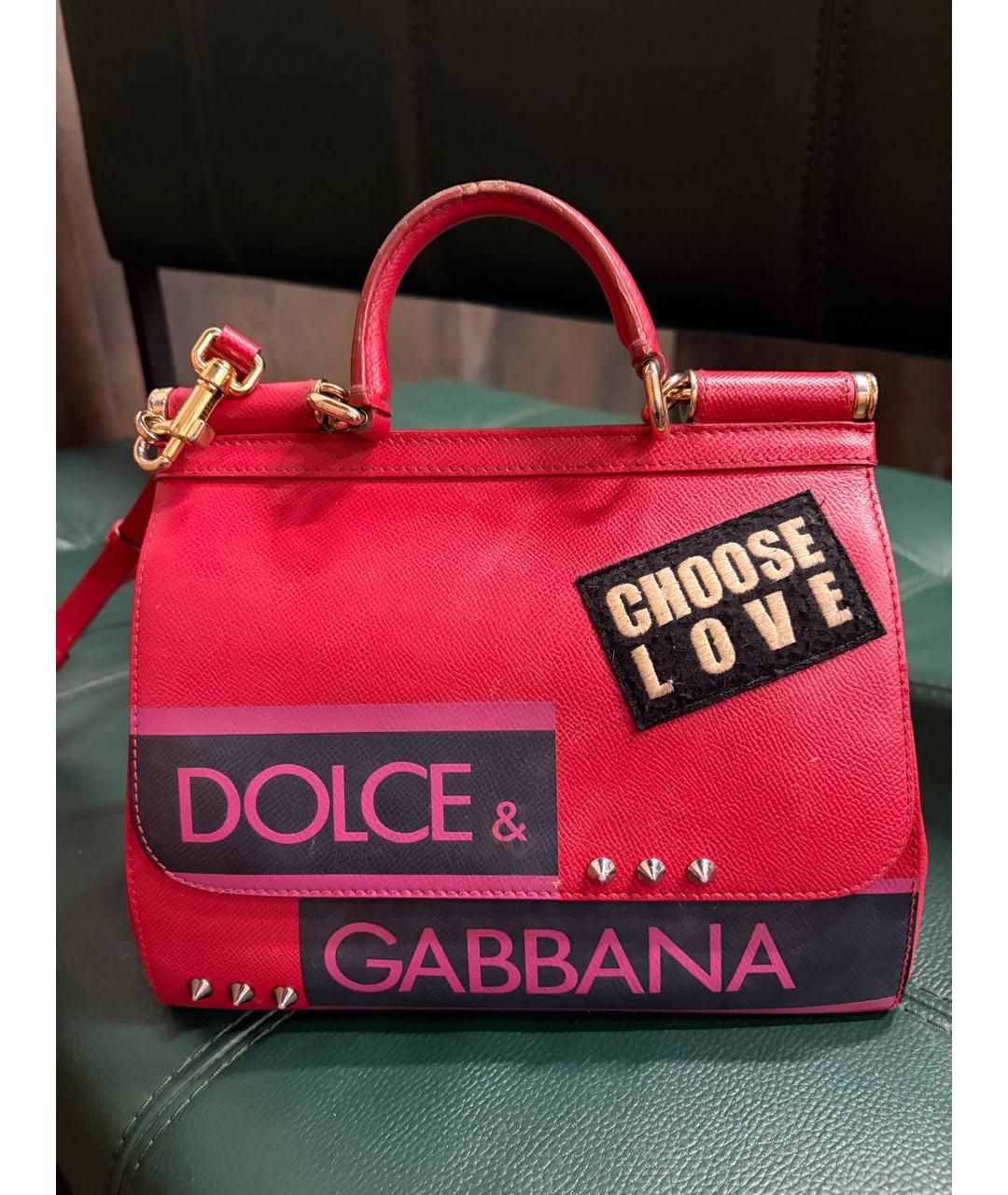 DOLCE&GABBANA Красная кожаная сумка тоут, фото 9