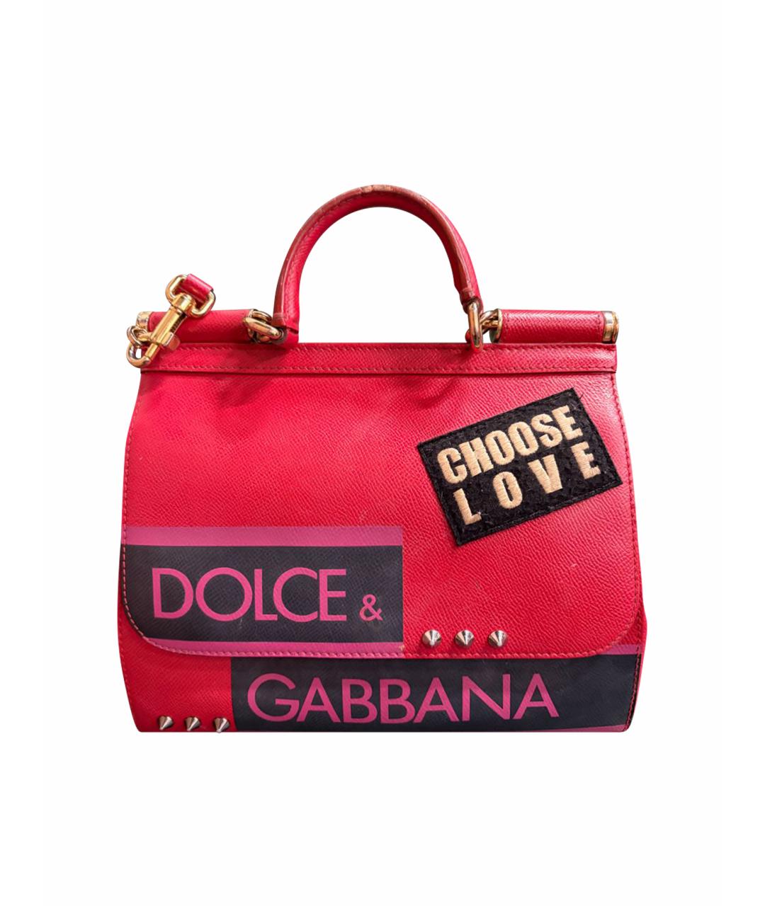 DOLCE&GABBANA Красная кожаная сумка тоут, фото 1