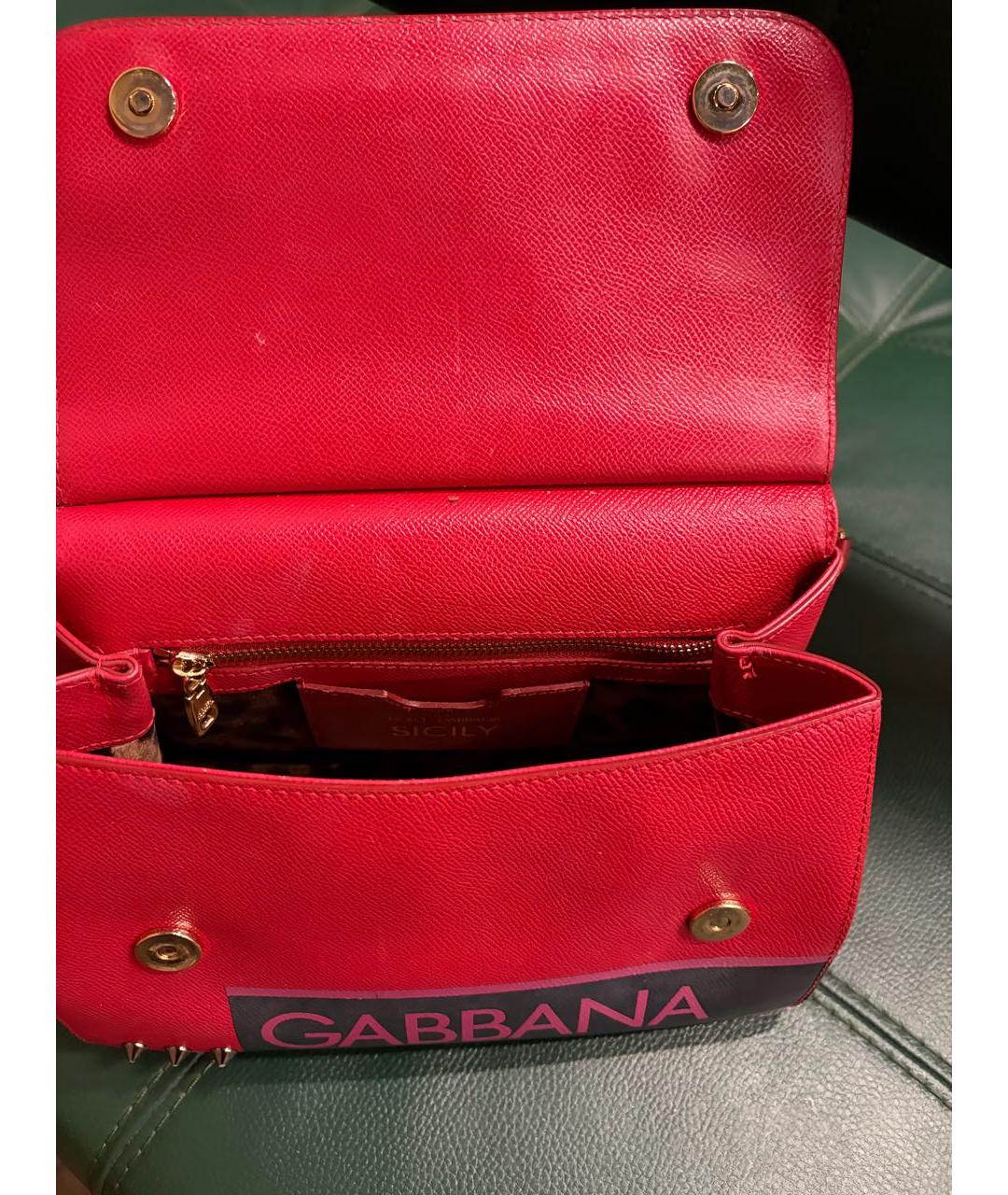 DOLCE&GABBANA Красная кожаная сумка тоут, фото 7