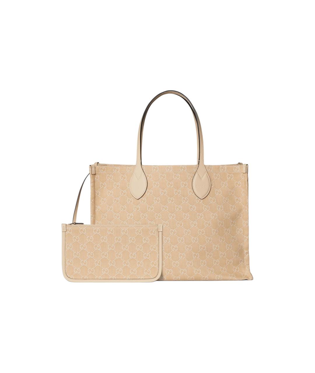 GUCCI Бежевая сумка через плечо из канвы, фото 2