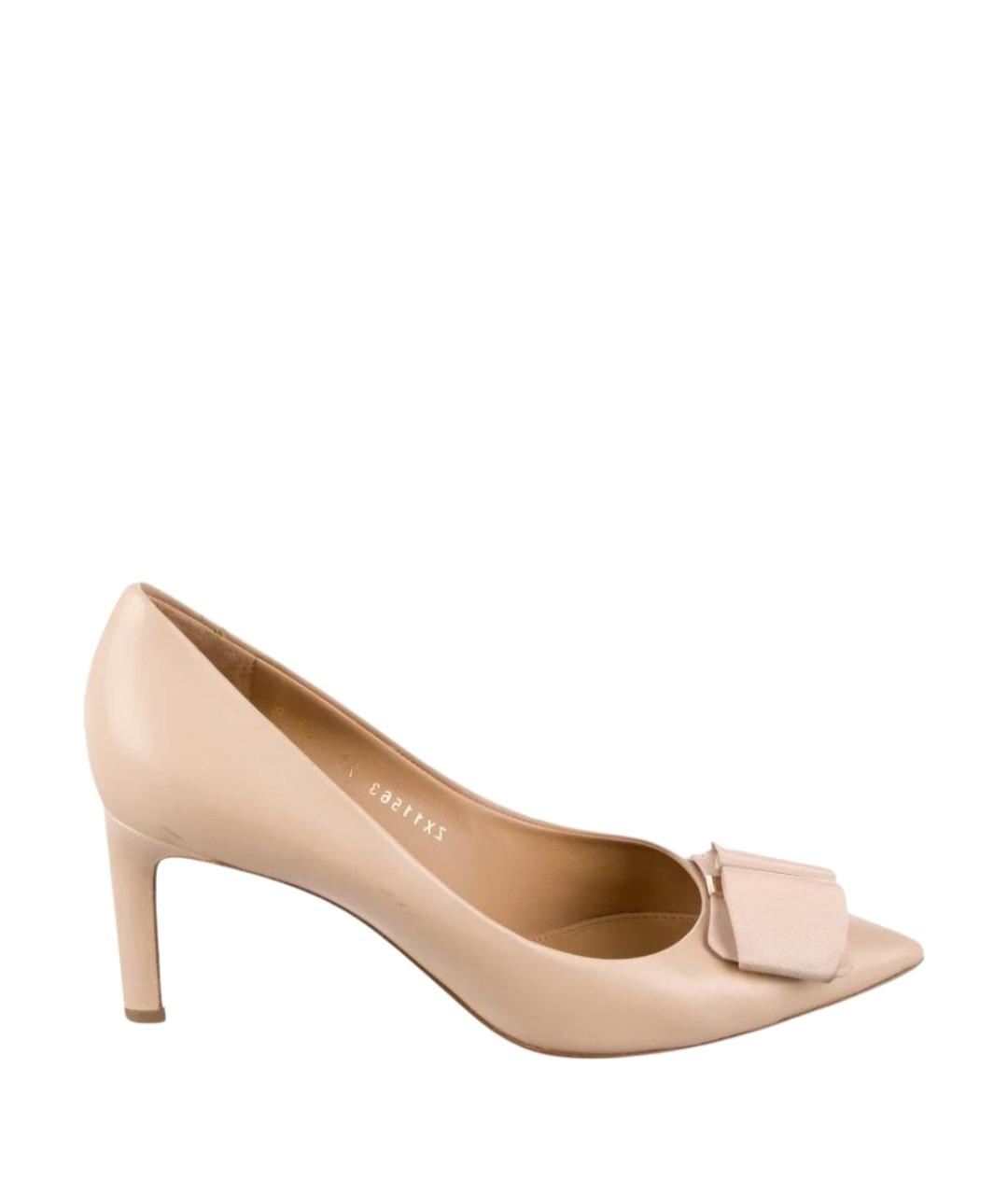 FERRAGAMO Бежевые кожаные туфли, фото 1
