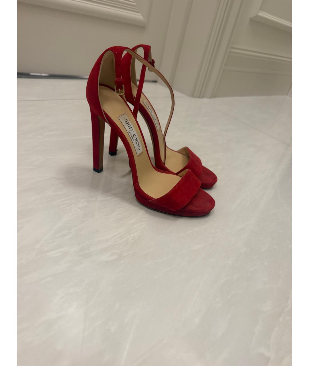 JIMMY CHOO Красные замшевые туфли, фото 4