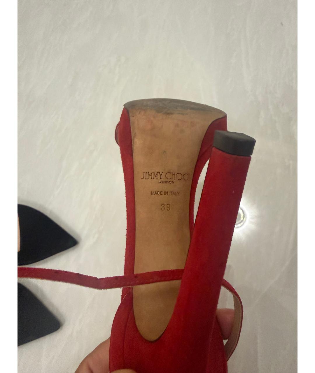 JIMMY CHOO Красные замшевые туфли, фото 3