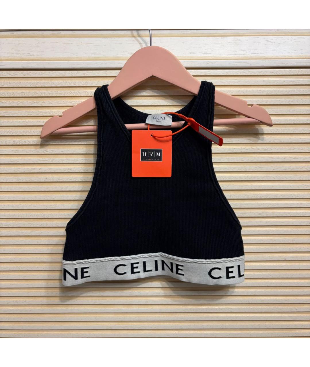 CELINE Черная хлопковая футболка, фото 9