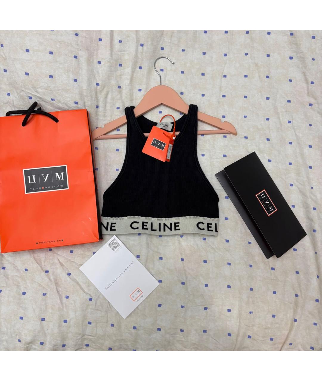 CELINE Черная хлопковая футболка, фото 2