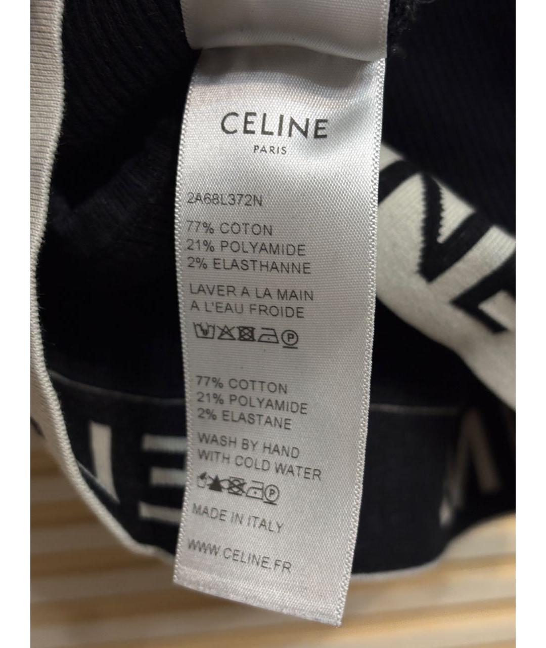 CELINE Черная хлопковая футболка, фото 3