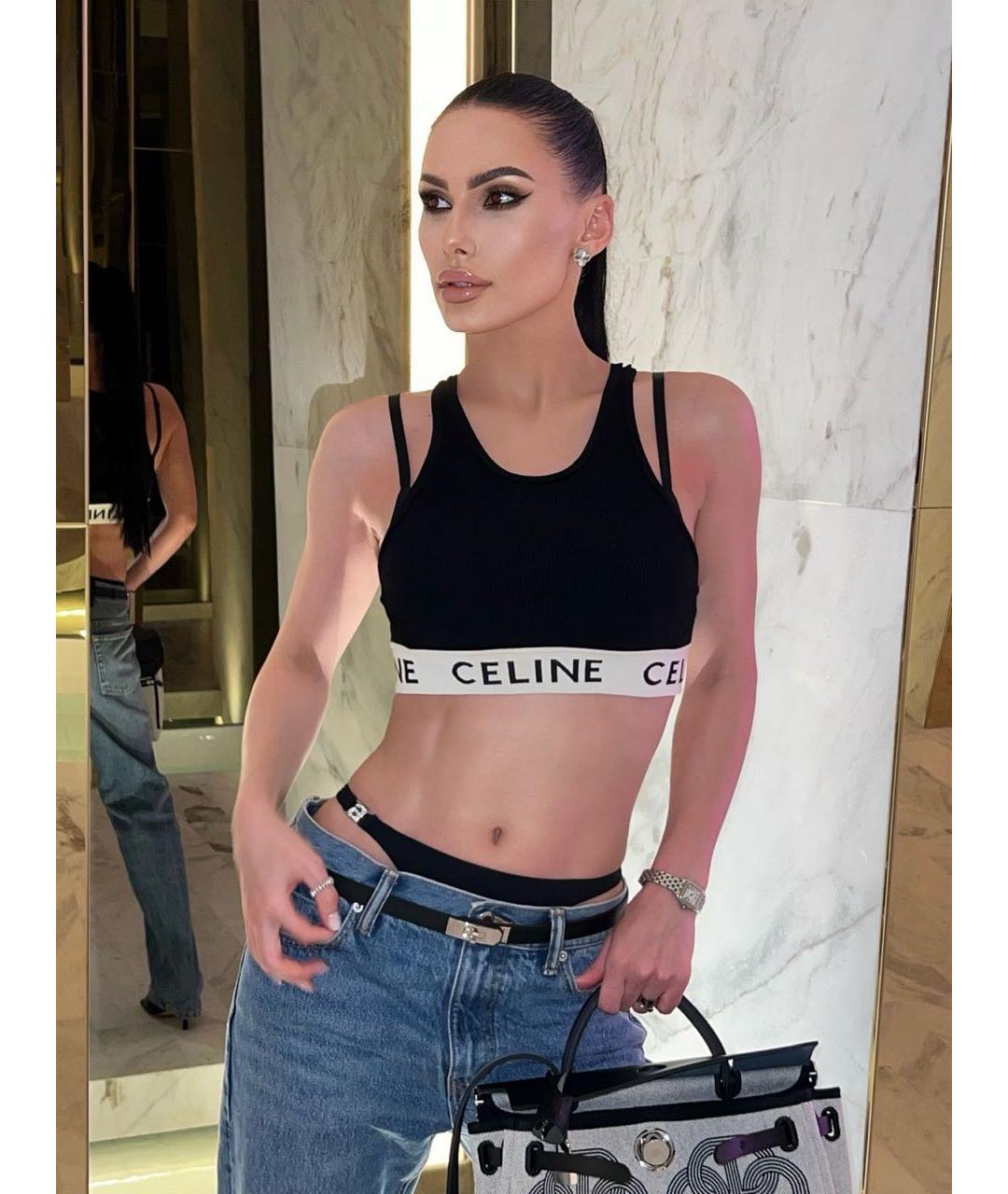 CELINE Черная хлопковая футболка, фото 7