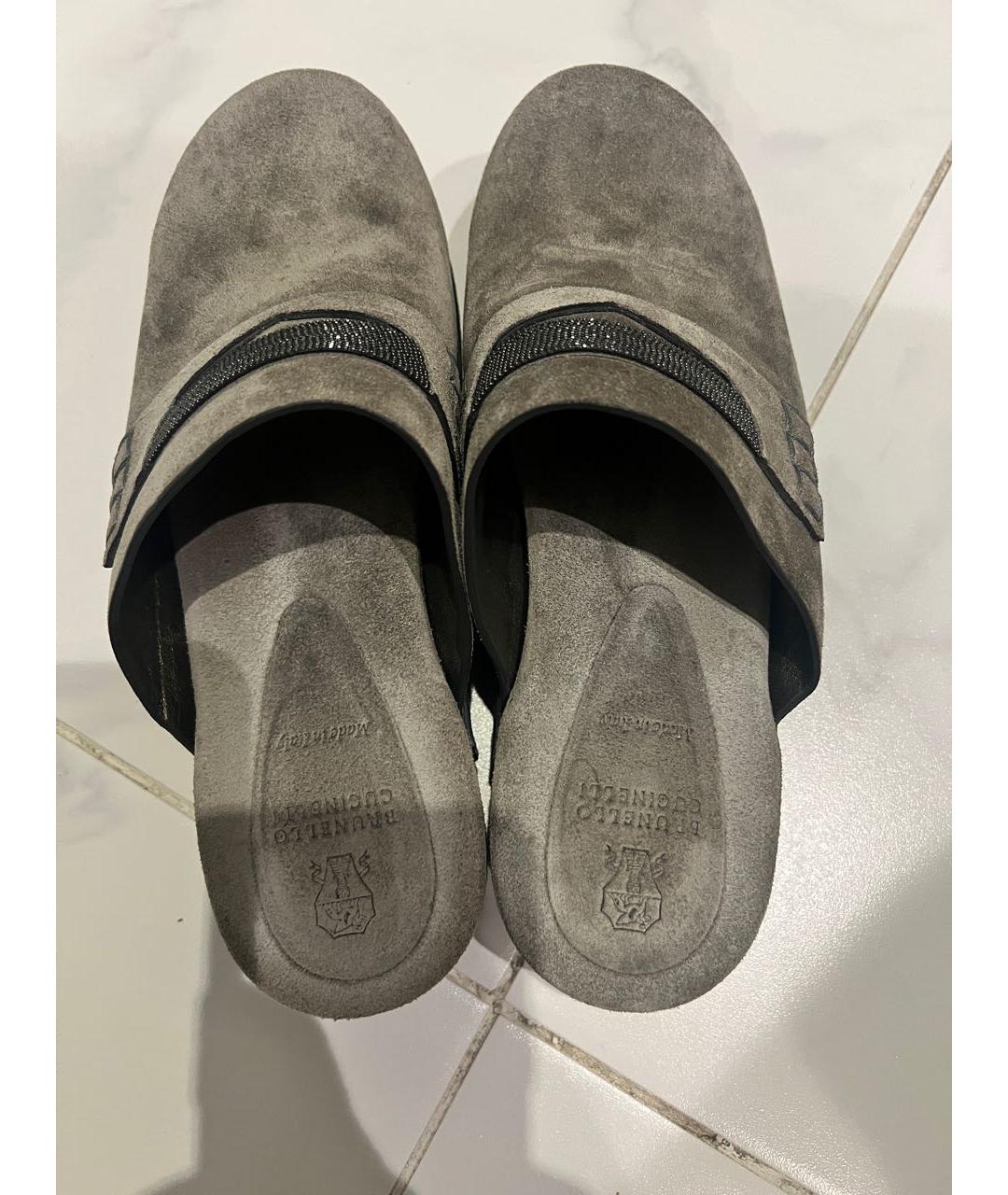 BRUNELLO CUCINELLI Серые замшевые мюли, фото 3
