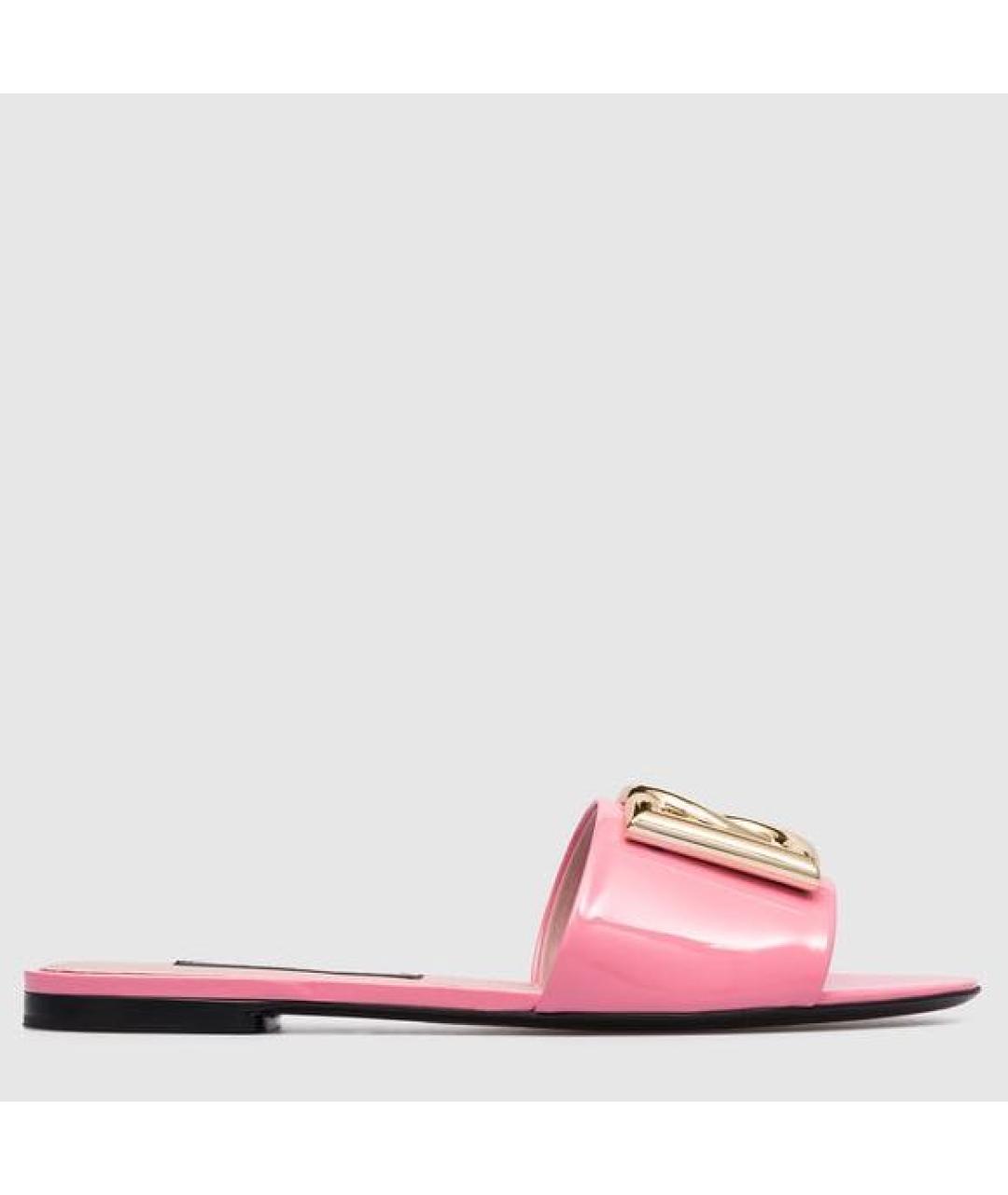 DOLCE&GABBANA Розовые кожаные шлепанцы, фото 5