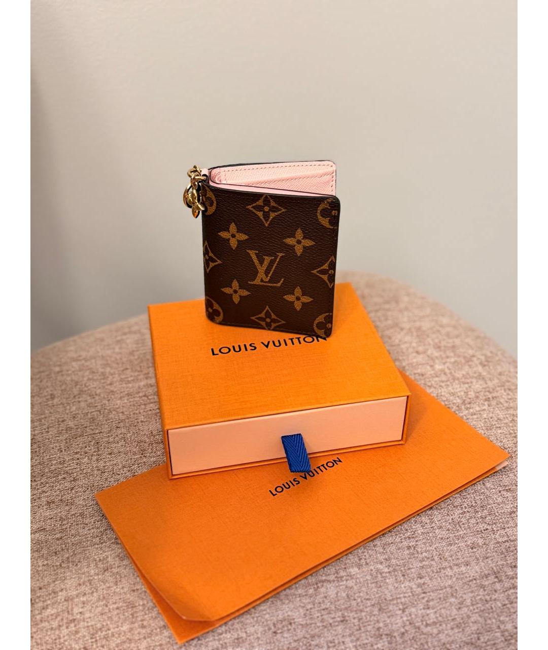 LOUIS VUITTON Коричневый кожаный кошелек, фото 7