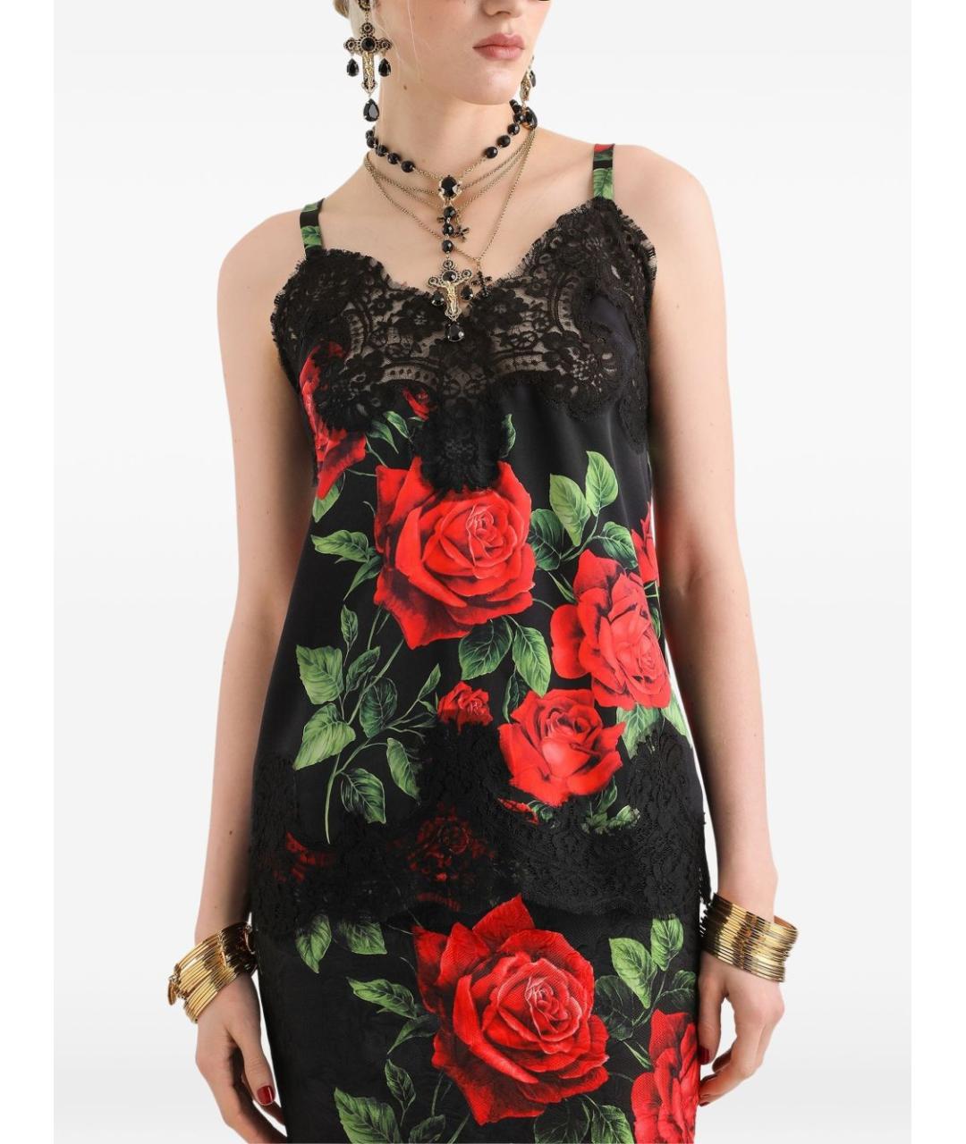 DOLCE&GABBANA Мульти шелковая майка, фото 3