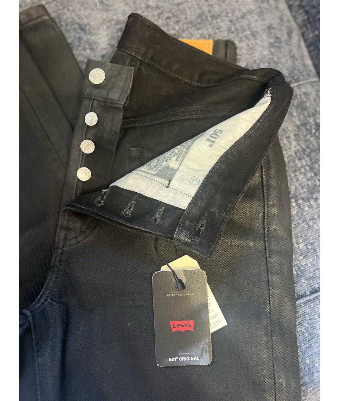 LEVI'S Черные хлопковые прямые джинсы, фото 4
