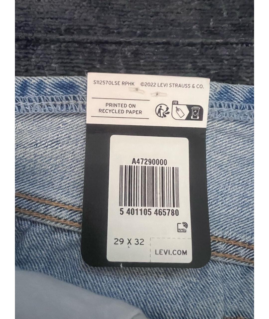 LEVI'S Синие хлопковые прямые джинсы, фото 3