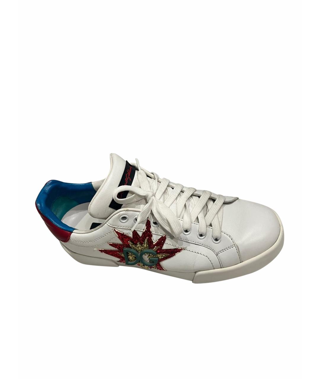 DOLCE&GABBANA Белые кожаные кеды, фото 1