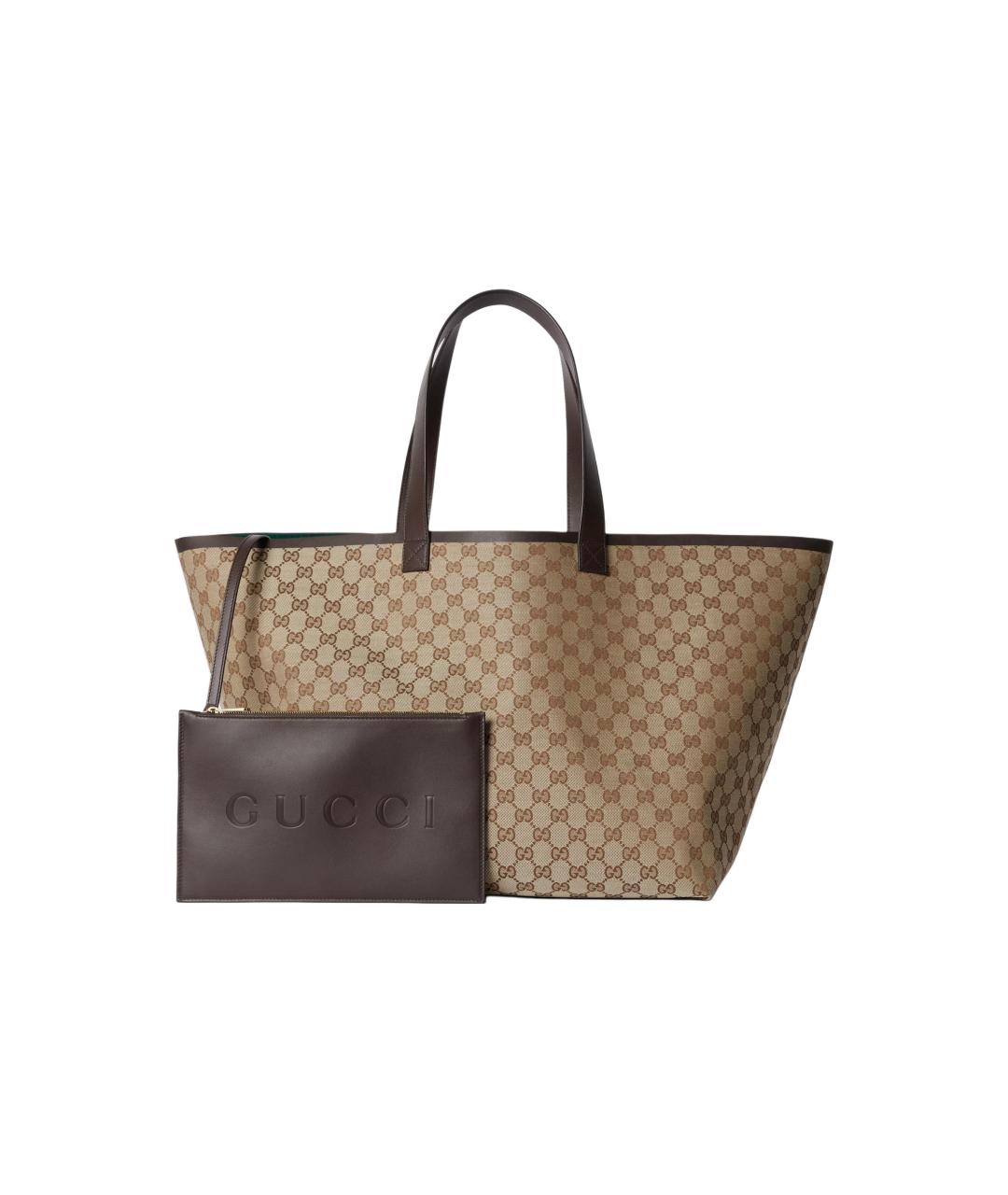 GUCCI Бежевая сумка через плечо из канвы, фото 2