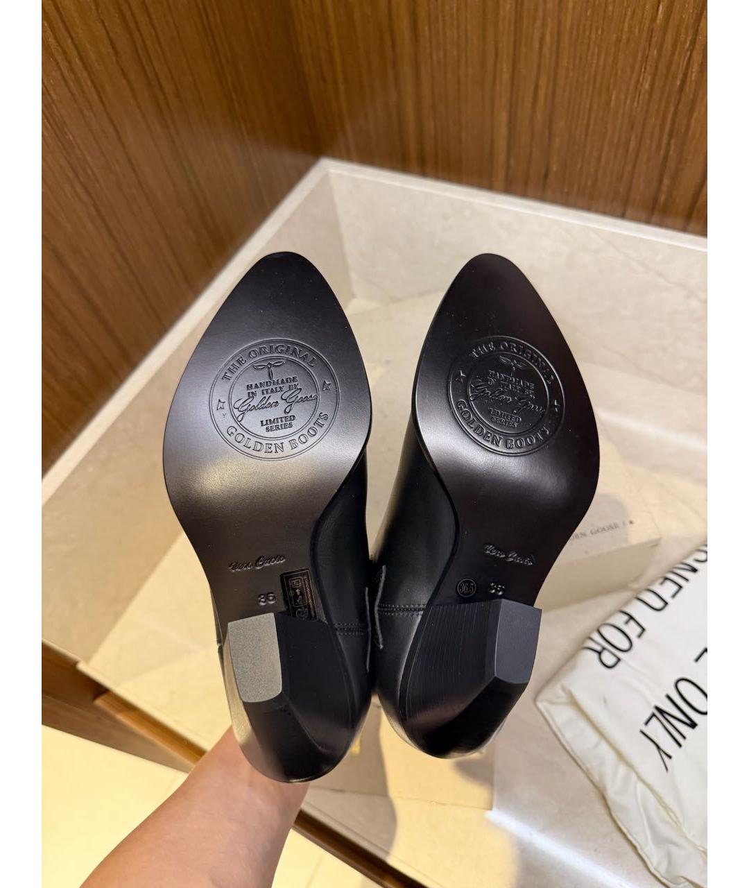 GOLDEN GOOSE Черные кожаные сапоги, фото 6