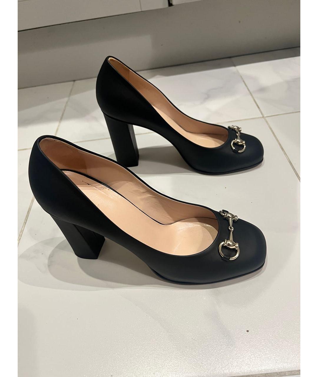 GUCCI Черные кожаные туфли, фото 6