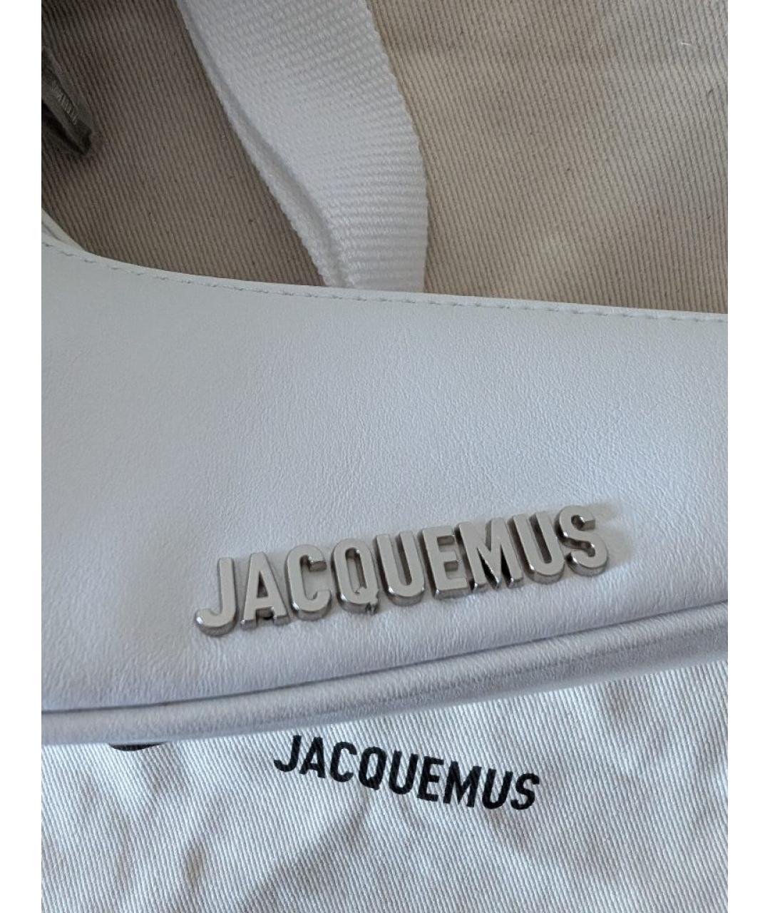 JACQUEMUS Белая кожаная сумка через плечо, фото 4