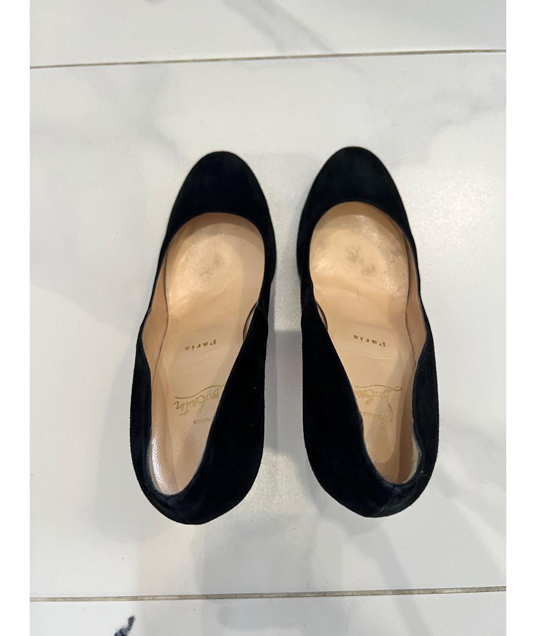 CHRISTIAN LOUBOUTIN Черные замшевые туфли, фото 3