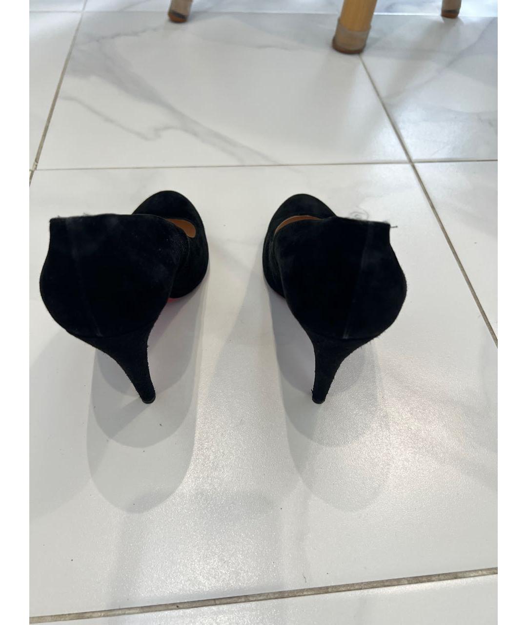 CHRISTIAN LOUBOUTIN Черные замшевые туфли, фото 4