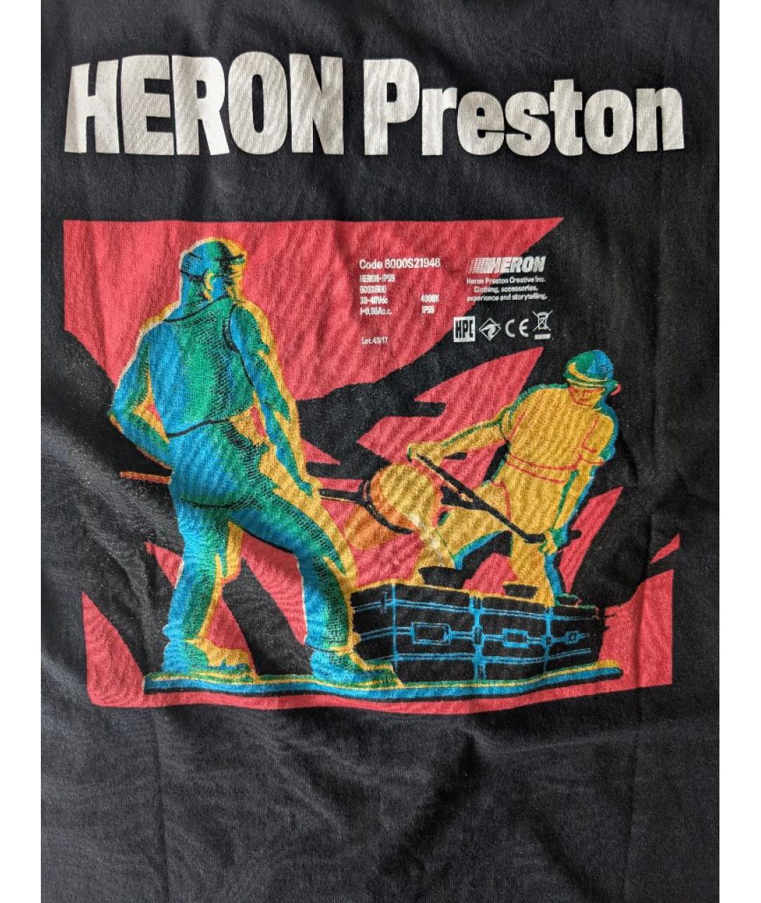 HERON PRESTON Черная хлопковая футболка, фото 4