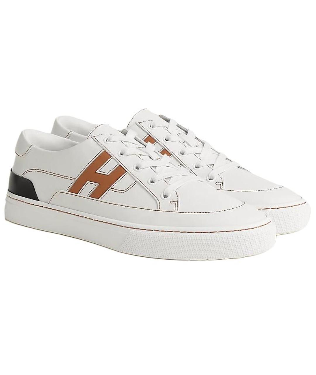 HERMES Белые кожаные низкие кроссовки / кеды, фото 3