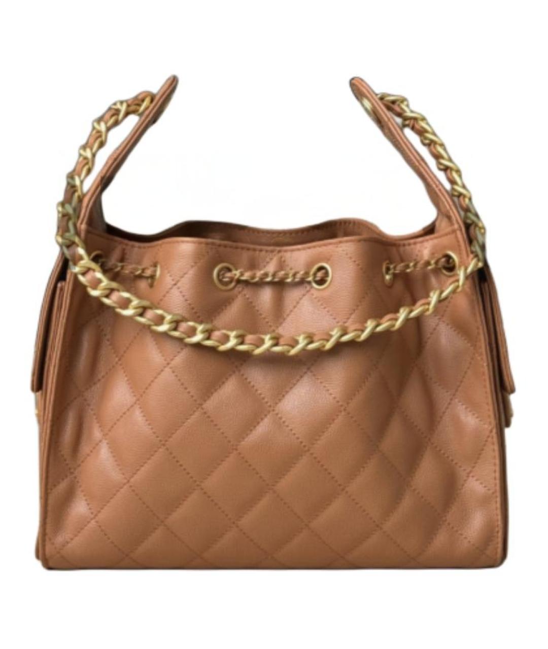 CHANEL Коричневая кожаная сумка через плечо, фото 3