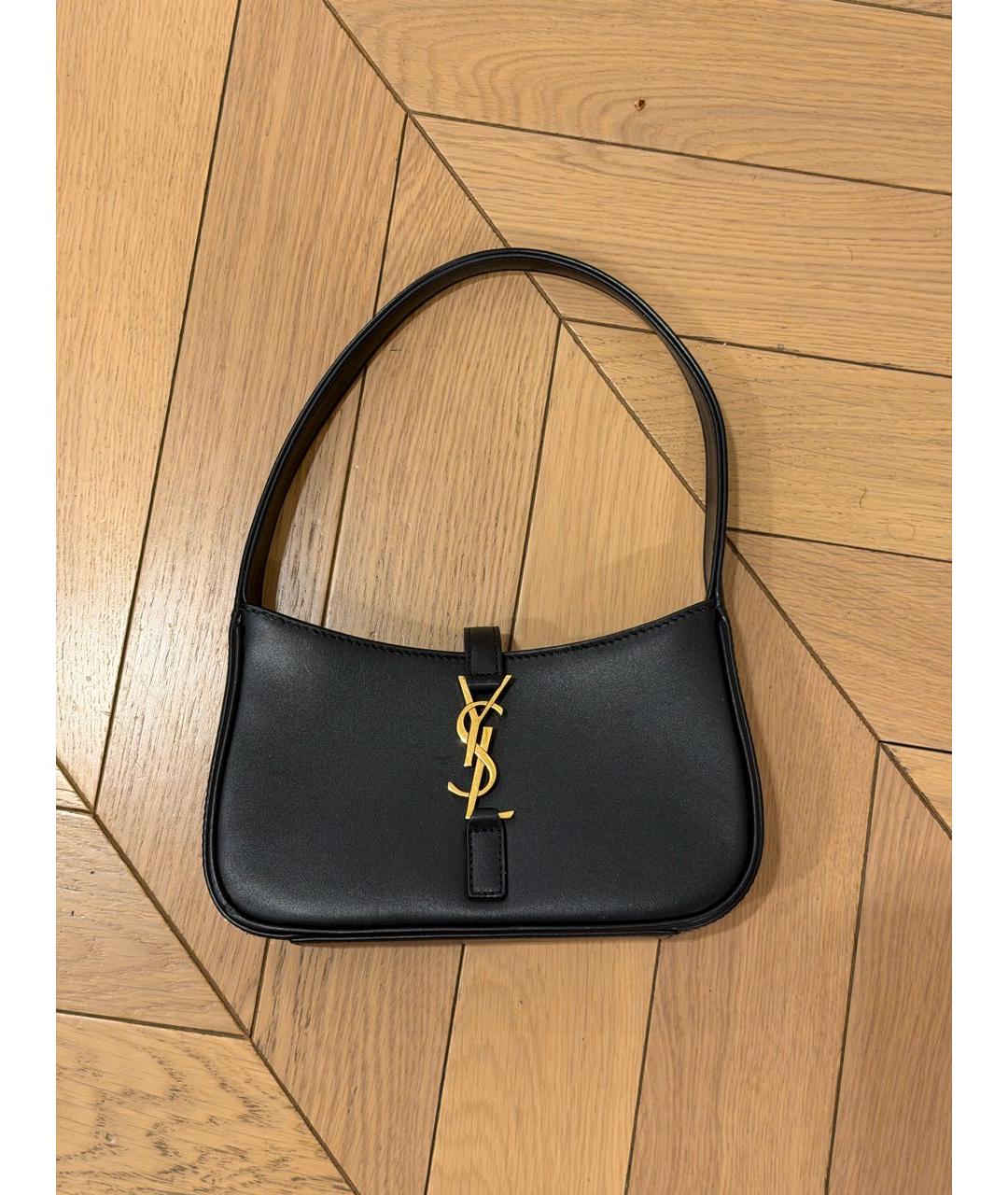 SAINT LAURENT Черная кожаная сумка с короткими ручками, фото 8