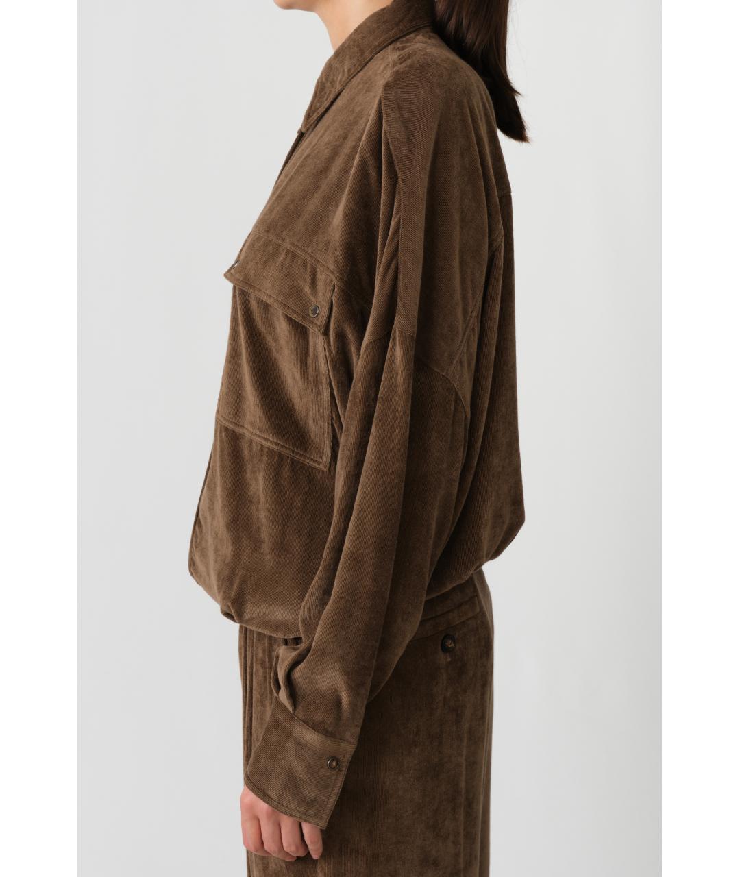 BRUNELLO CUCINELLI Коричневая вискозная рубашка, фото 3