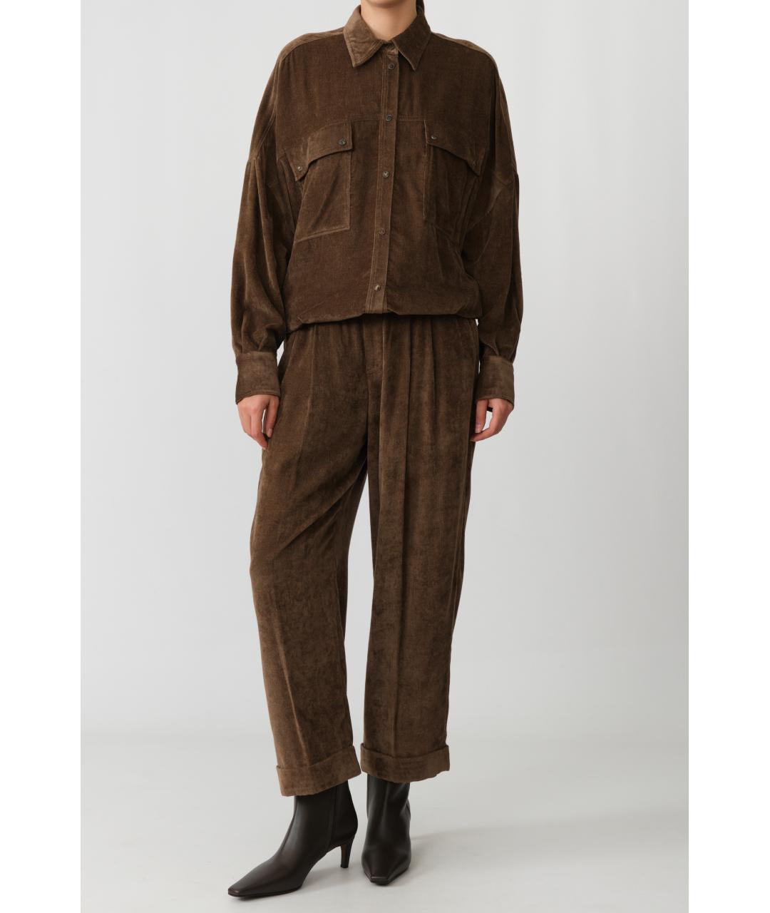 BRUNELLO CUCINELLI Коричневая вискозная рубашка, фото 2