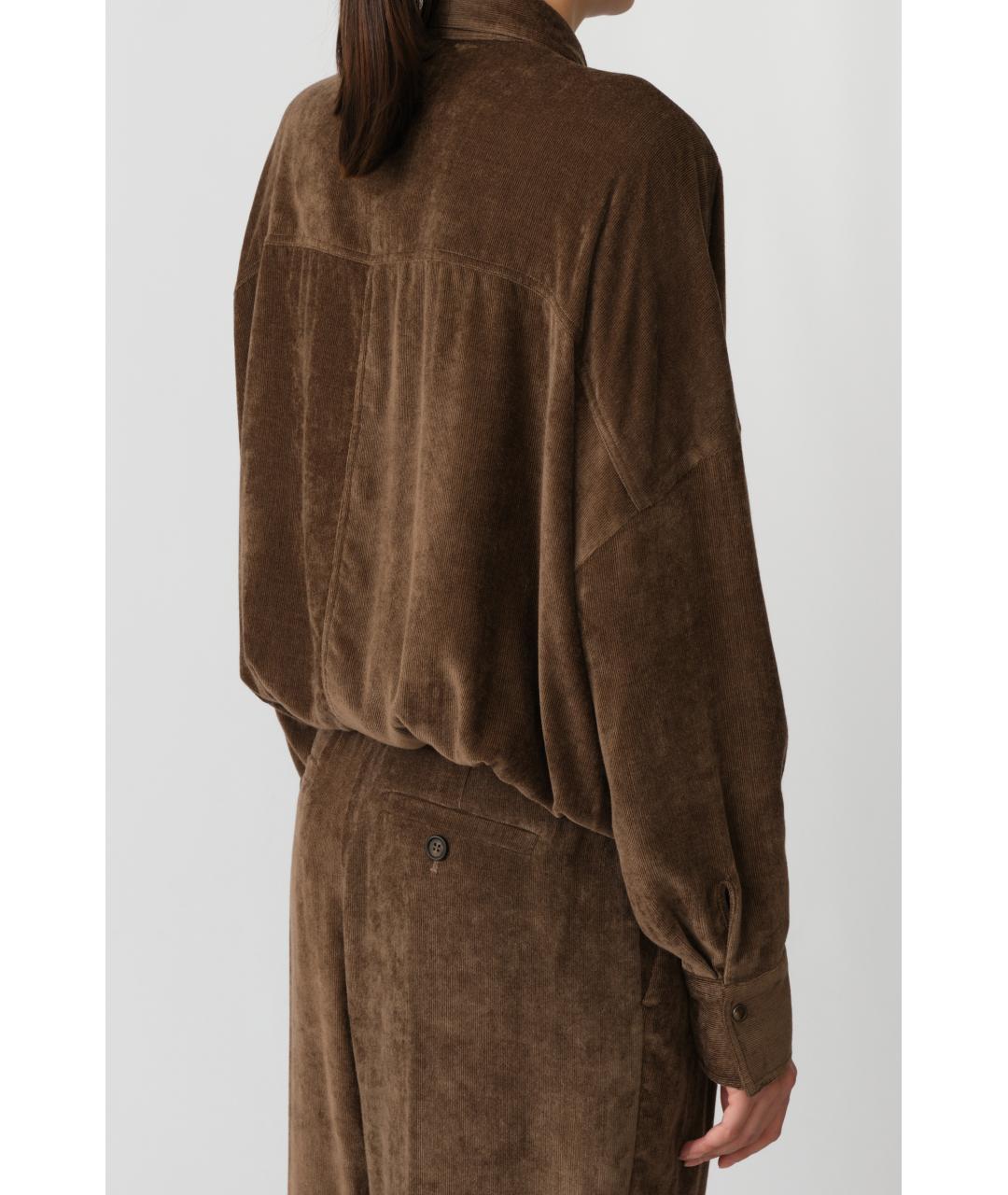 BRUNELLO CUCINELLI Коричневая вискозная рубашка, фото 4