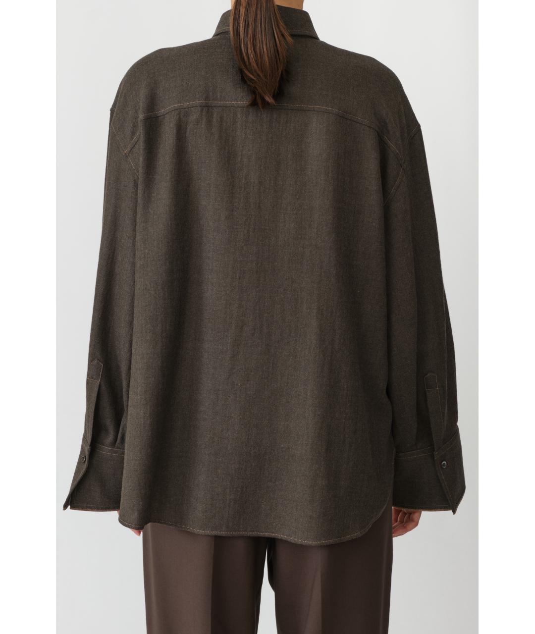 BRUNELLO CUCINELLI Коричневая шерстяная рубашка, фото 4
