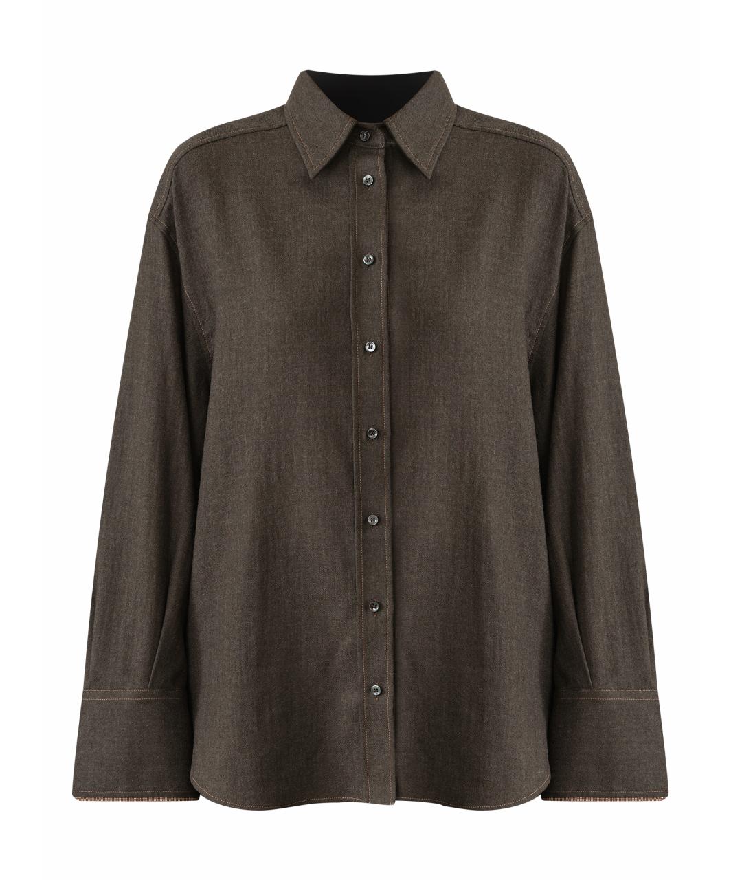 BRUNELLO CUCINELLI Коричневая шерстяная рубашка, фото 1