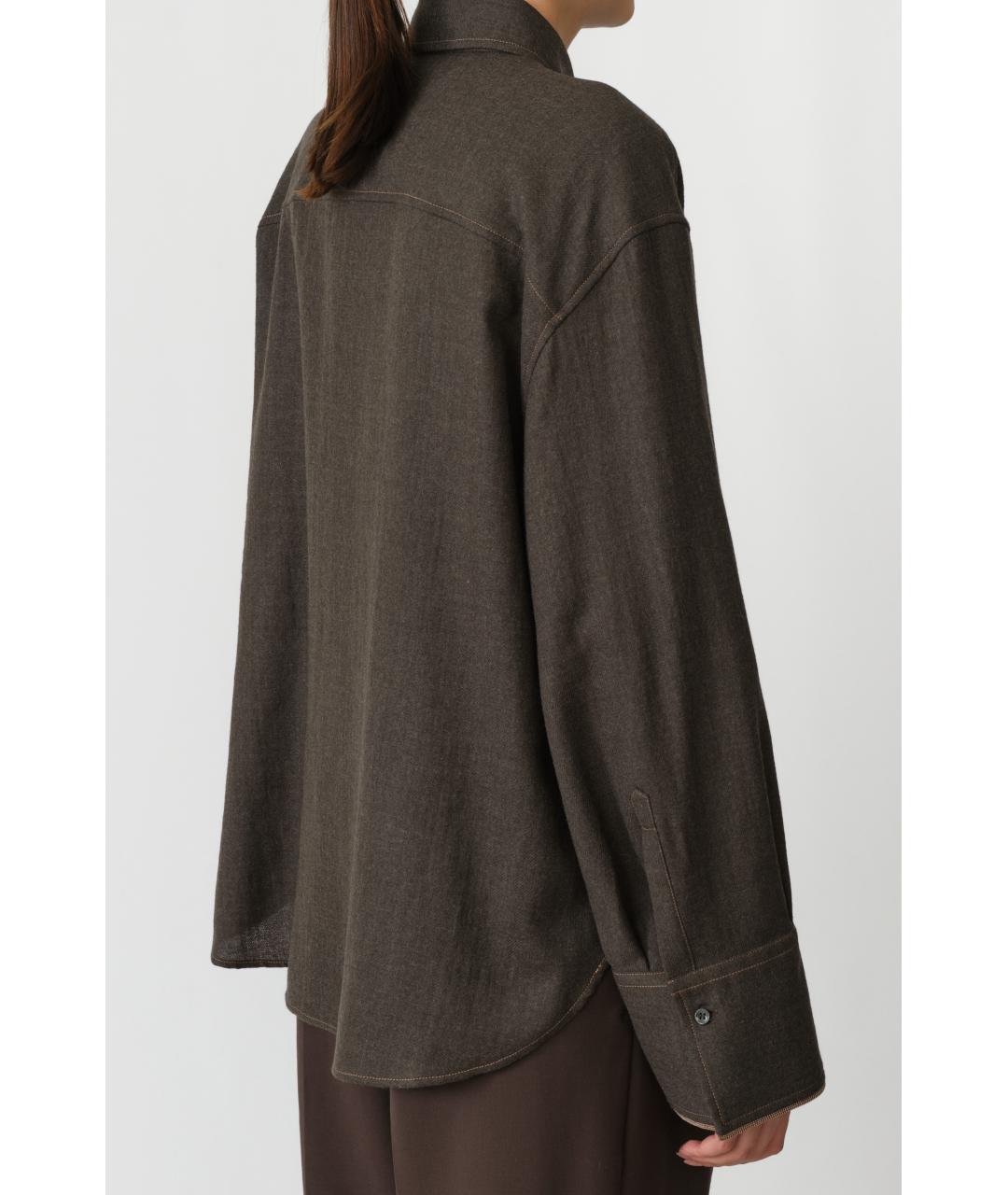 BRUNELLO CUCINELLI Коричневая шерстяная рубашка, фото 3