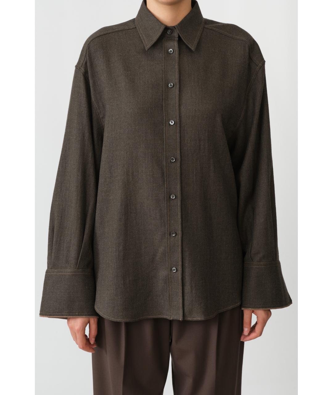 BRUNELLO CUCINELLI Коричневая шерстяная рубашка, фото 6