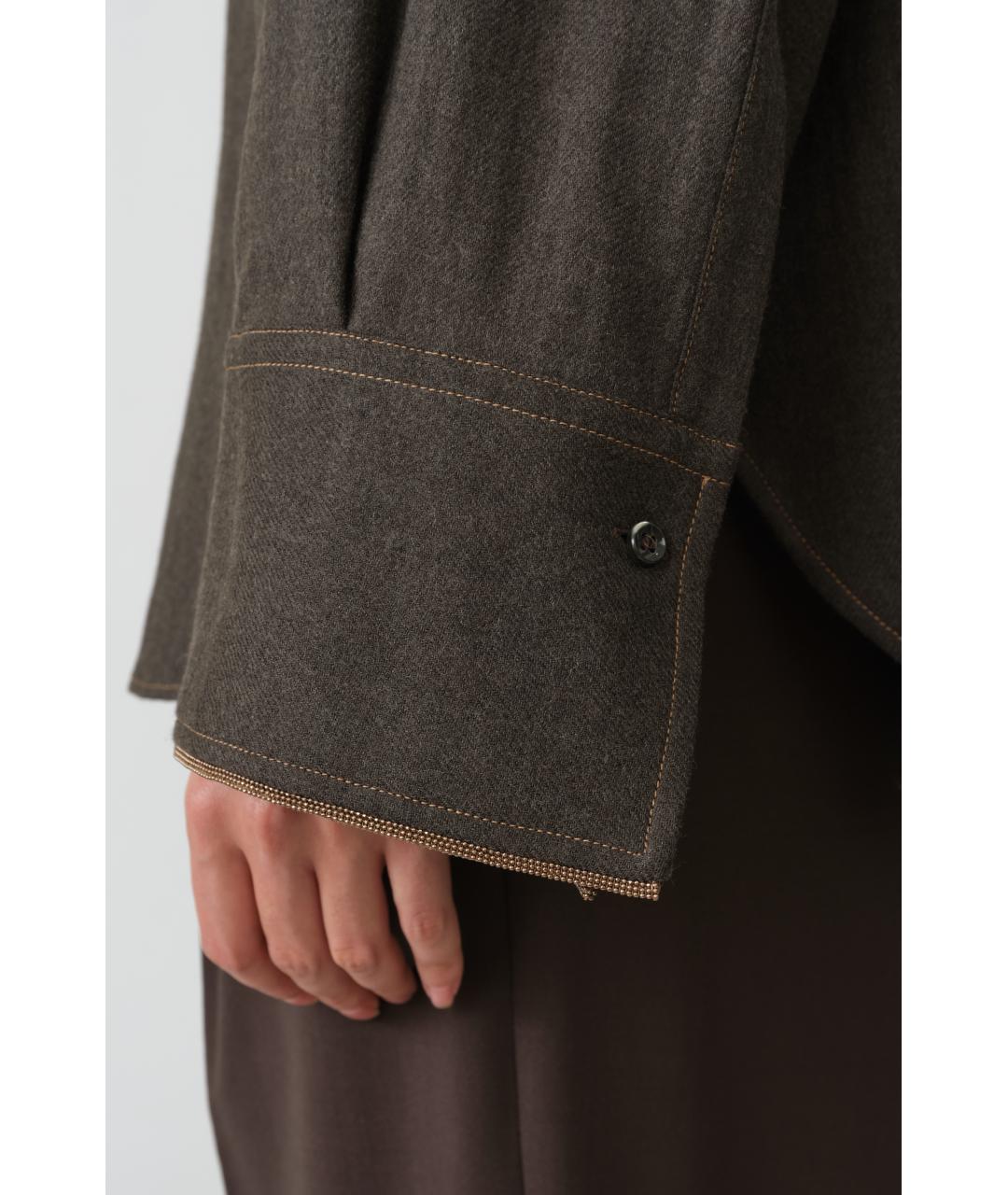 BRUNELLO CUCINELLI Коричневая шерстяная рубашка, фото 5
